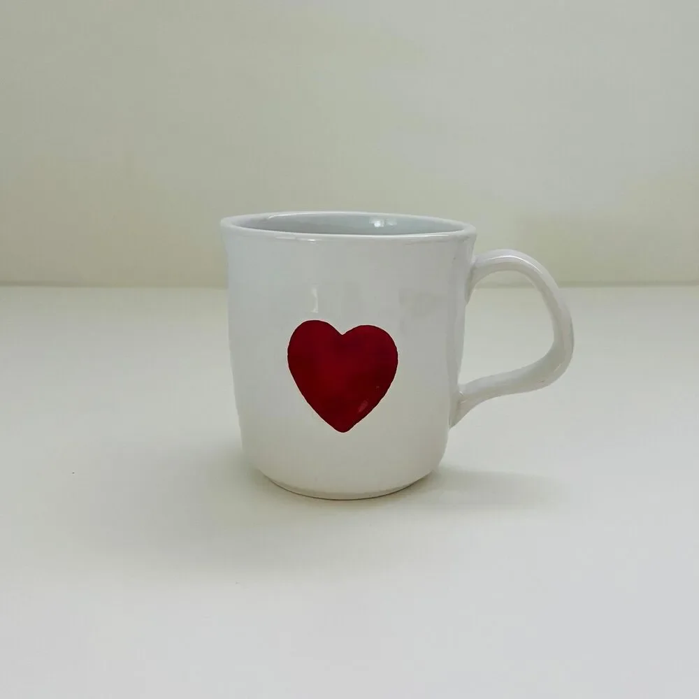 WILLIAMS SONOMA Stoneware Valentine's Day Heart Coffee Mug Cup